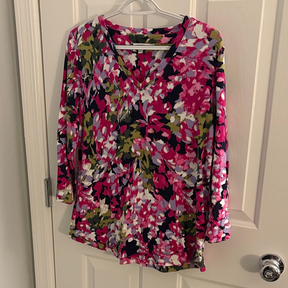 Chico's Multicolor Floral V-Neck Tunic
